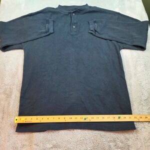Woolrich Henley Shirt Mens L Long Sleeve Waffle Knit Outdoor Casual Top Charcoal